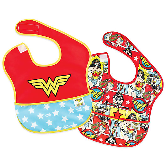 Alternate image 1 for Bumkins® DC Comics 2-Pack Wonder Woman Logo/Comic SuperBib