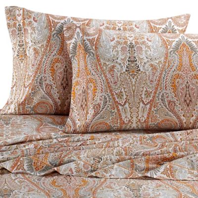 Bellino Fine Linens Paisley 300 Thread Count Sheet Set In Orange Bed Bath Beyond