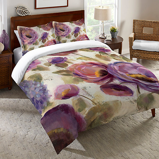 Alternate image 1 for Laural Home® Blue & Purple Flower Song Duvet Cover in Purple