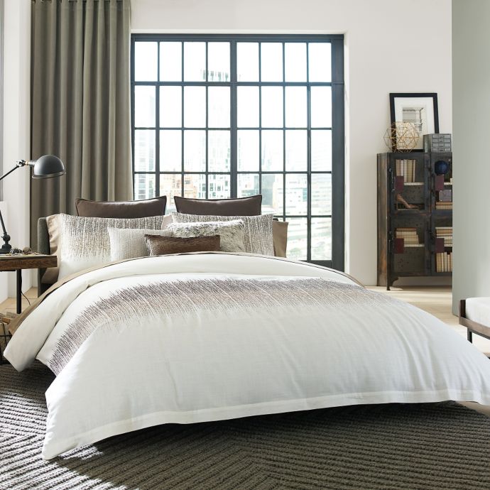 Kenneth Cole Reaction Home Etched Comforter Set In Ivory Bed