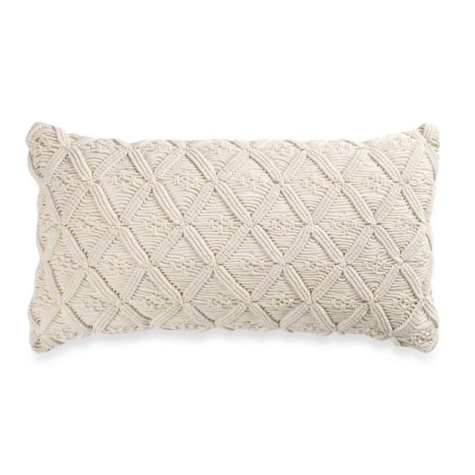 Wamsutta Vintage Washed Linen Macrame Oblong Throw Pillow Bed