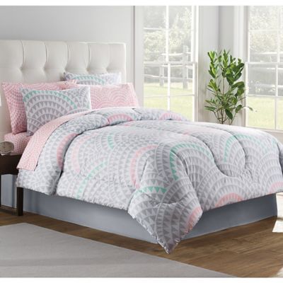 Alexa Comforter Set In Grey Bed Bath, Pink Gray Twin Bedding