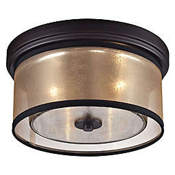 ELK Lighting Diffusion 2-Light Flush-Mount Ceiling Light in Oil Rubbed Bronze with Organza Shade