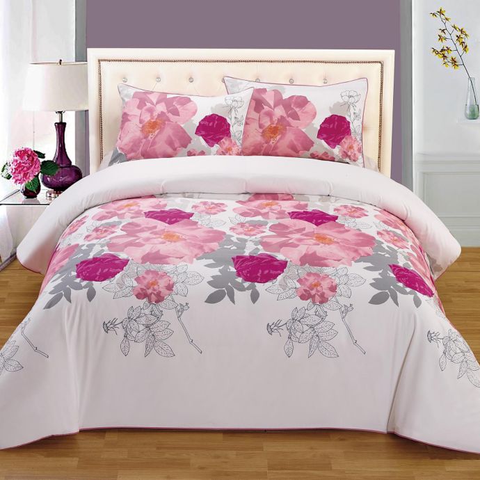 Rose Organic Cotton Reversible Duvet Cover Set Bed Bath and Beyond Canada