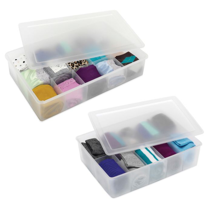 Whitmor Divided Stacking Drawer Organizer Box With Lid Bed Bath