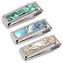 M-Clip Stainless Steel Abalone/Mother of Pearl Heat Tempered Spring Money Clip