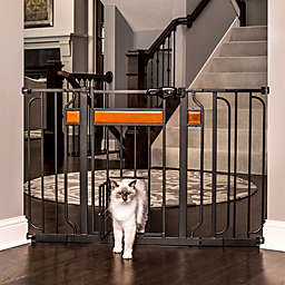 Carlson Design Paw Extra-Wide Pet-Door Pressure Mount Pet Gate in Black with Wood Trim