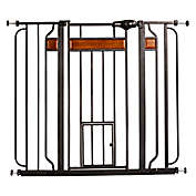 Carlson Design Paw Pressure-Mount Extra-Tall Pet-Door Pet Gate in Black with Wood Trim