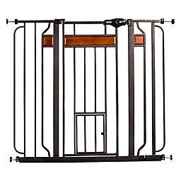 Carlson Design Paw Pressure-Mount Extra-Tall Pet-Door Pet Gate in Black with Wood Trim