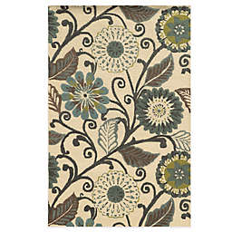 Rizzy Home Eden Harbor Flowers Rug in Ivory