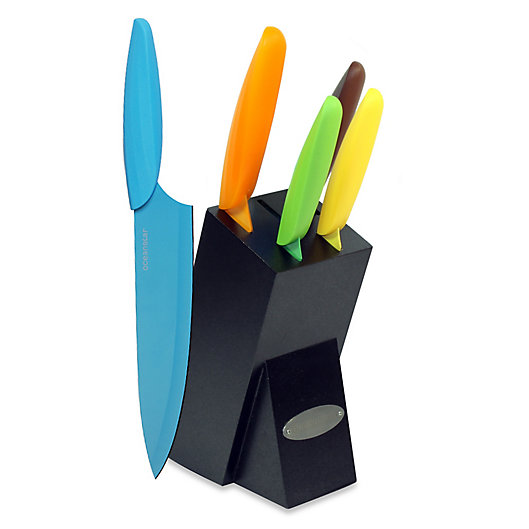 Alternate image 1 for Oceanstar Design 6-Piece Nonstick Cutlery Set with Black Knife Block