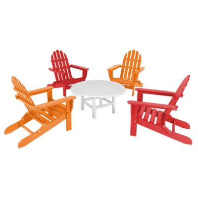 POLYWOOD&reg; Classic Folding Adirondack 5-Piece Conversation Set