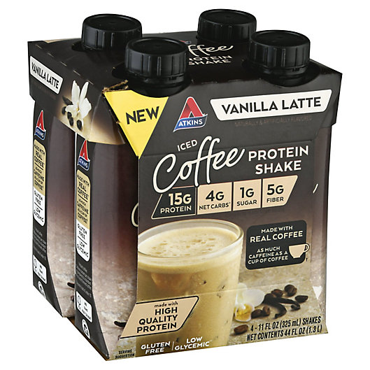 Alternate image 1 for Atkins® 4-Pack Vanilla Latte Iced Coffee Protein Shake