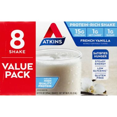 Atkins&reg; 8-Pack French Vanilla Protein-Rich Shakes. View a larger version of this product image.