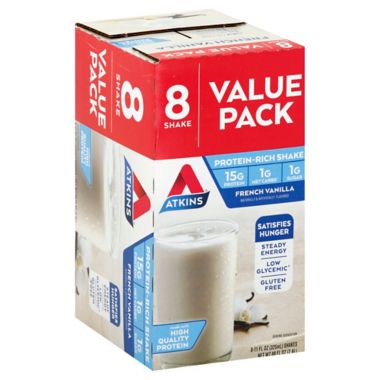 Atkins&reg; 8-Pack French Vanilla Protein-Rich Shakes. View a larger version of this product image.
