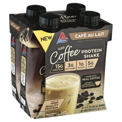 Atkins&reg; 4-Pack Cafe Au Lait Iced Coffee Protein-Rich Shake