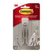 3M Command&trade; Large Double Hook in Brushed Nickel
