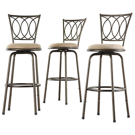 Freemont Adjustable Swivel Bar Stool, Faux Leather Counter Stools Set Of 3