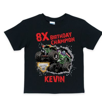Monster Jam&reg; Size 10/12 &quot;Birthday Champion&quot;  T-Shirt in Black