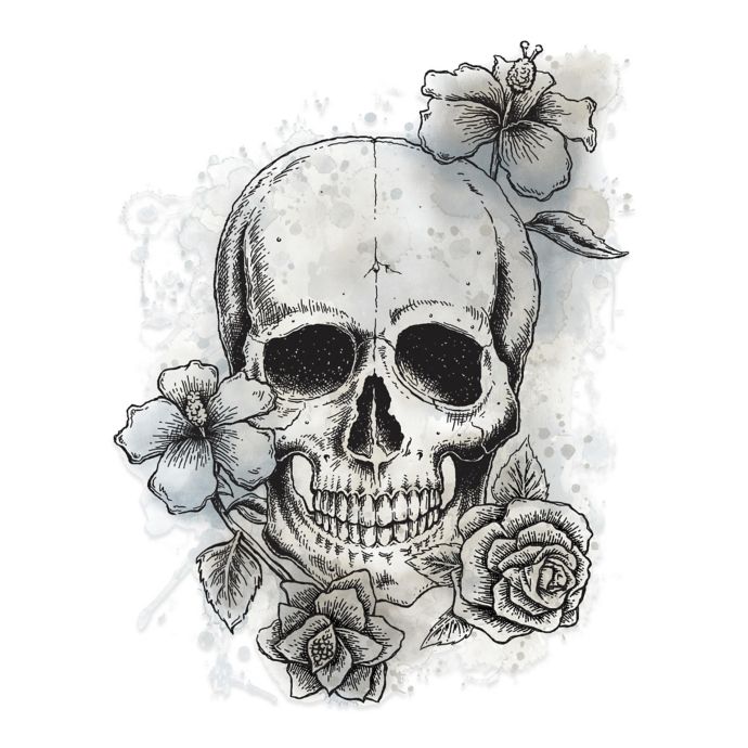 York Wallcoverings Neutral Floral Skull Peel and Stick Giant Wall Decal