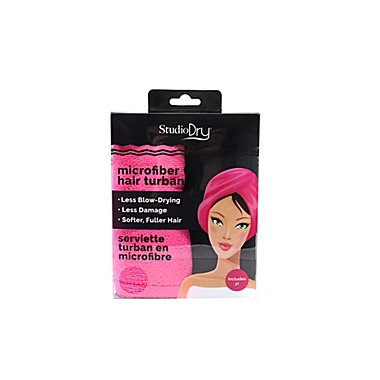 StudioDry&reg; 2-Pack Microfiber Hair Turban in Pink/Black. View a larger version of this product image.