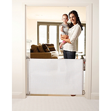 Dreambaby&reg; Indoor/Outdoor Retractable Gate in White. View a larger version of this product image.