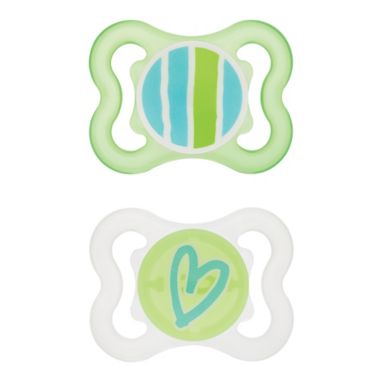 MAM Mini Air 0-6M 2-Pack Pacifiers in Green. View a larger version of this product image.