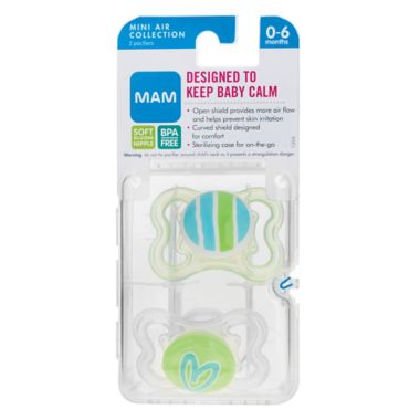 MAM Mini Air 0-6M 2-Pack Pacifiers in Green. View a larger version of this product image.