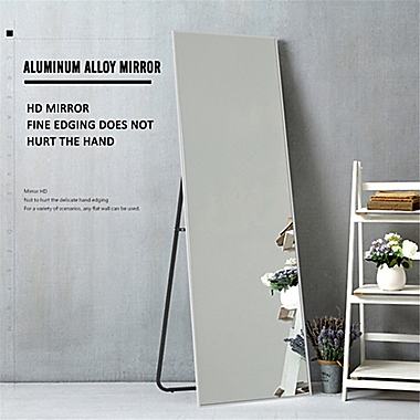 64-Inch x 21-Inch Wide Frame Rectangular Mirror in Sand Grey. View a larger version of this product image.