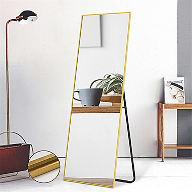 64-Inch x 21-Inch Wide Frame Rectangular Mirror in Bright Gold. View a larger version of this product image.