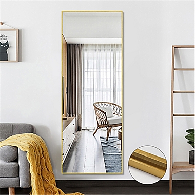 64-Inch x 21-Inch Wide Frame Rectangular Mirror in Bright Gold. View a larger version of this product image.