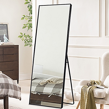 Modern 64-Inch x 21-Inch Rectangular Full Length Mirror in Black. View a larger version of this product image.