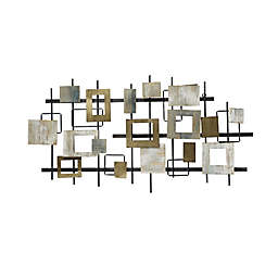 Stratton Home Décor Modern Metal and Wood Shapes 43-Inch x 22.6-Inch Wall Art