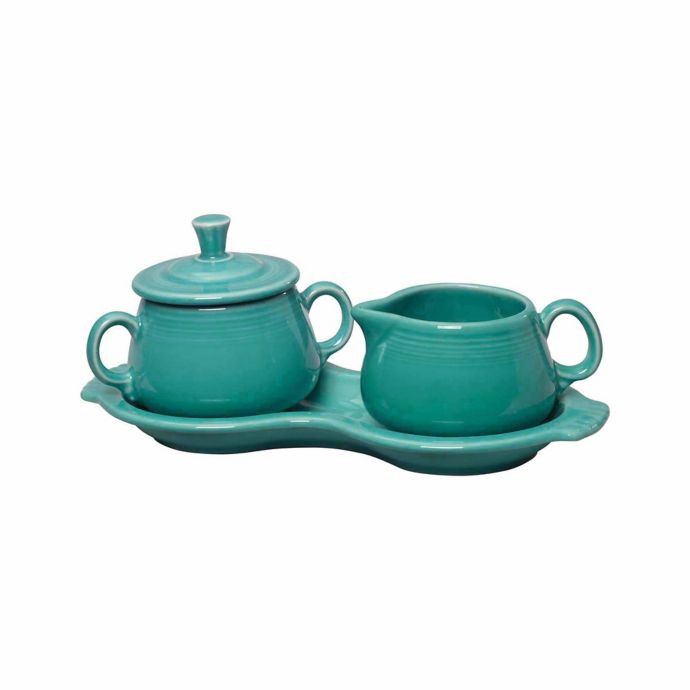 Fiesta® Sugar and Creamer Set with Tray in Turquoise | Bed Bath and ...