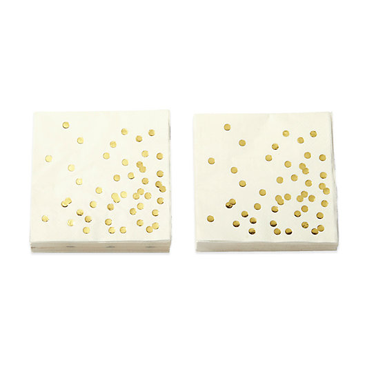 Alternate image 1 for kate spade new york 40-Count Confetti Dots Cocktail Napkins in Gold