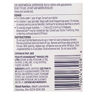 Pedialyte&reg; Advanced Care&trade; 1 Liter Oral Electrolyte Solution in Cherry Punch. View a larger version of this product image.