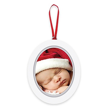 Pearhead &quot;Baby&#39;s 1st Christmas&quot; 2-Sided Babyprints and Photo Ornament in White. View a larger version of this product image.