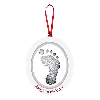 Pearhead &quot;Baby&#39;s 1st Christmas&quot; 2-Sided Babyprints and Photo Ornament in White. View a larger version of this product image.
