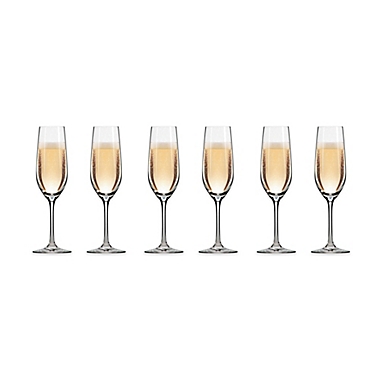 Clear Set of 6 Champagne Flute with Effervescence Points Glass 10.2 oz Schott Zwiesel Tritan Crystal Glass Concerto Stemware Collection