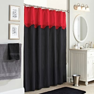 red black gray shower curtain