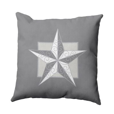 E by Design Night Star Square Throw Pillow in Grey