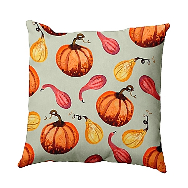 E by Design Gourds Galore Square Throw Pillow in Light Green. View a larger version of this product image.