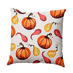 E by Design Gourds Galore Square Throw Pillow in Cream