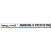 "Happiness is a Drink in Hand" 16-Inch x 1.5-Inch Wall Plaque