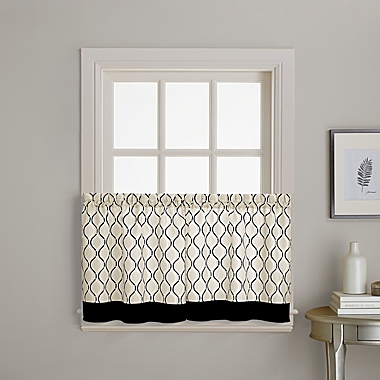 Morocco 2-Pack 36-Inch Window Curtain Tiers in Black. View a larger version of this product image.