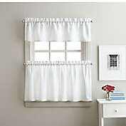 Solid Twill 36-Inch Window Tier and Valance Curtain Set in White