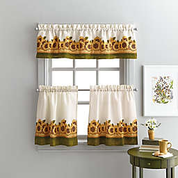 Sunflower Garden 36-Inch Window Curtain Tier Pair and Valance in Gold
