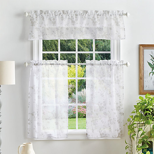 Alternate image 1 for Martha Stewart Bellefield Sheer 36-Inch Window Curtain Tiers and Valance