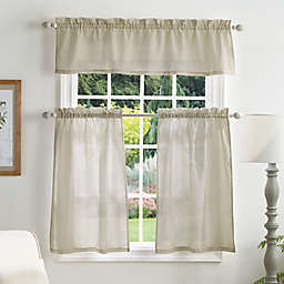 Martha Stewart Bedford 36-Inch Window Curtain Tier Pair and Valance in Linen