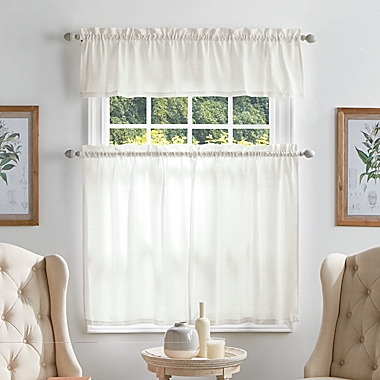 Martha Stewart Bedford 36-Inch Window Curtain Tier Pair and Valance in White. View a larger version of this product image.